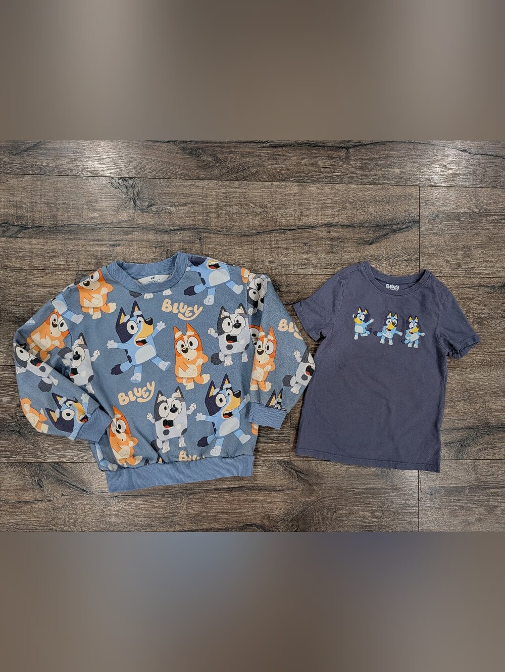 H&M 5T Bluey Sweatshirt Tshirt Bundle Blue Boy Girl Neutral